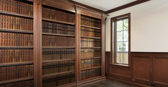 false bookshelves on empty bookcase